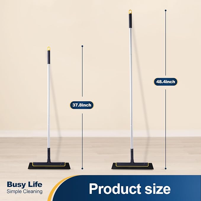 Yocada Floor Squeegee Broom EVA Foam Blade Aluminum Pole (Pack of 2)