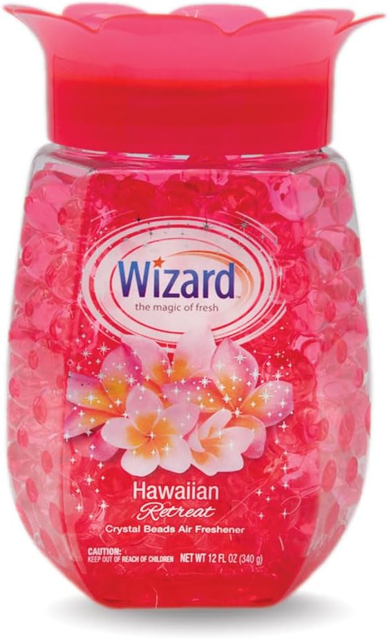 WIZARD Odor Eliminator Gel Beads - 12 oz, Pack of 12 - Air Freshners For Bathroom. Rooms, Per Areas and Car Freshner (HAWAIAN RETREAT)