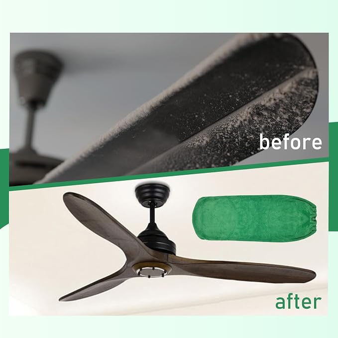 4 PCS Ceiling Fan Duster Kits,100% Microfibre Fan Blade Cleaner for high Ceiling Fan Blades.Machine Washable and Reusable,Includes 2 Ceiling Fan dusters and 2 Microfibre Towels