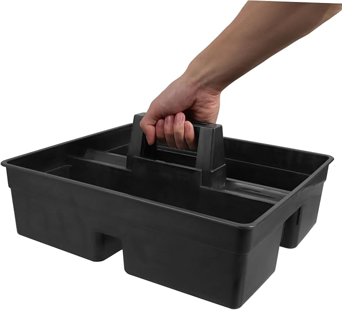 PRETYZOOM Portable Plastic Cleaning Caddy with Handle – Lightweight Storage Organizer for Cleaning Supplies Tool Tray for Housekeeping Hotel Room and Home Use