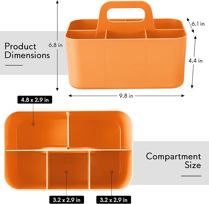 Tiawudi Multipurpose Caddy Organizer, Plastic Caddy with Handle, Stackable Desk Organizer for Stationery, Marker and Pencil, Office Supplies Organizer, Dorm Caddy