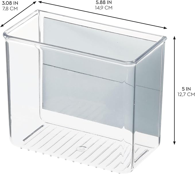 iDesign Magnetic Small Clear Plastic Organizer Bins, 2-Pack | Laundry Room Storage