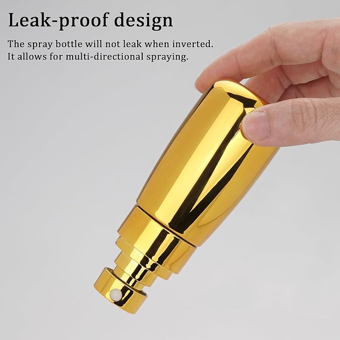 Travel Spray Bottle 3 Pack 2oz 60ml Fine Mist Spray Bottles | TSA Approved, Leak Proof, Empty Plastic Refillable, For Hair Perfume Toners Rose Water Cosmetics, Gold+Green+Clear