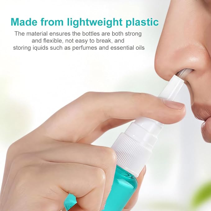 12Pcs Mini Plastic Nasal Spray Bottles - 5Ml Portable Empty Refillable Fine Mist Sprayers Cosmetic Perfume Makeup Water Storage Holder Container (Green)