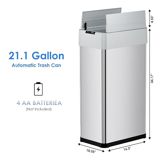 Automatic Trash Can, 21.1 Gallon Touchless Motion Sensor Trash Bin | Smart Garbage Can with Soft-Close Lid, Bag Retainer Ring and Display Light,for Kitchen,Living Room Office (Silver, 80L)