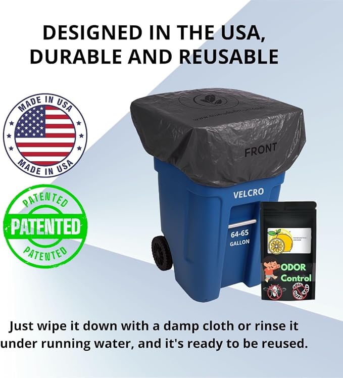 Trash Can Smell Eliminator Cover Odor Eliminating Bag Lemon Scented Durable Chemical Free 64 Gallon 3 Pack