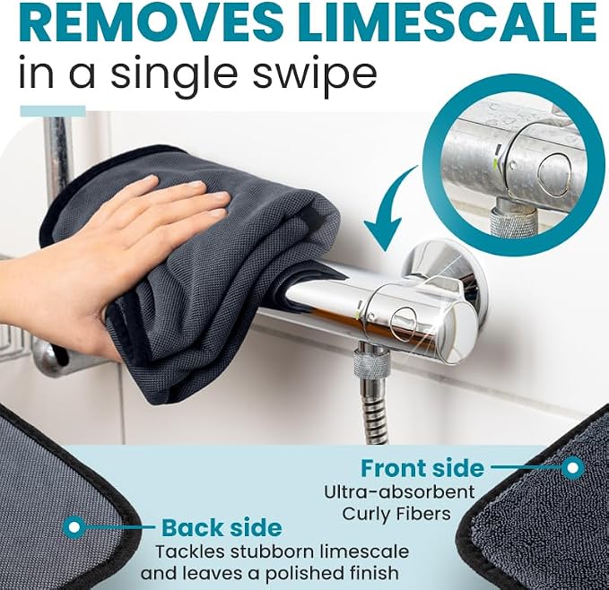 Shiny Wipes XL Drying Towel, the Original, Ultra Absorbent Twisted-Loop Design, Streak-Free Drying Towel, Shiny Wipes Shower Cleaning Cloths (7 Towel)