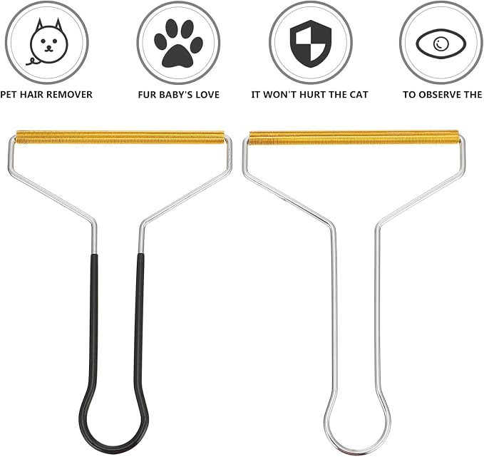 KICHOUSE Metal Lint Remover 2pcs Set Manual Clothes Hairball Cleaner Pet Hair Removal Tool for Laundry Coat and Furniture Cleaning
