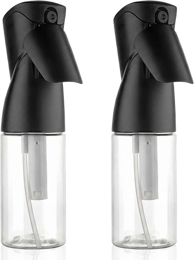 Spray Bottles 250ml/8.5oz 2 Pack Continuous Spray Bottle, Black | For Hair, Refillable, Fine Mist Sprayer, Water Spray Bottles For Cleaning Kitchen Hair Care Skin Toner