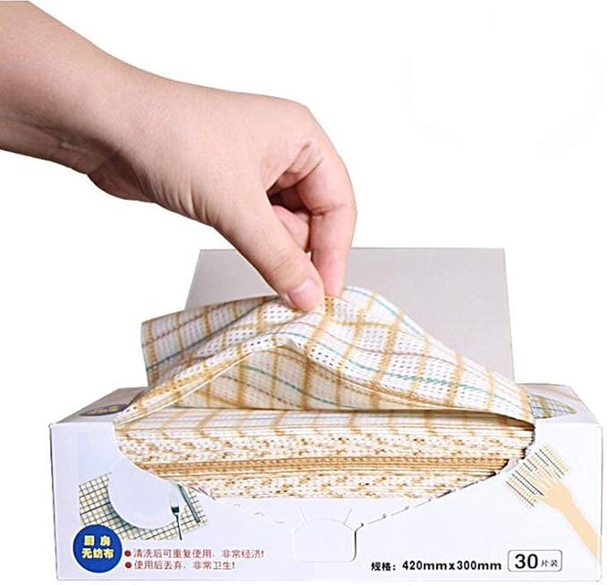 Cleaning Towels Disposable Dish Cloths Nonstick Fiber Reusable Handy Wipes House Kitchen Cleaning Cloth Wiping Rags Placemats Absorbent Dry Quickly, A Box of 30 Pcs