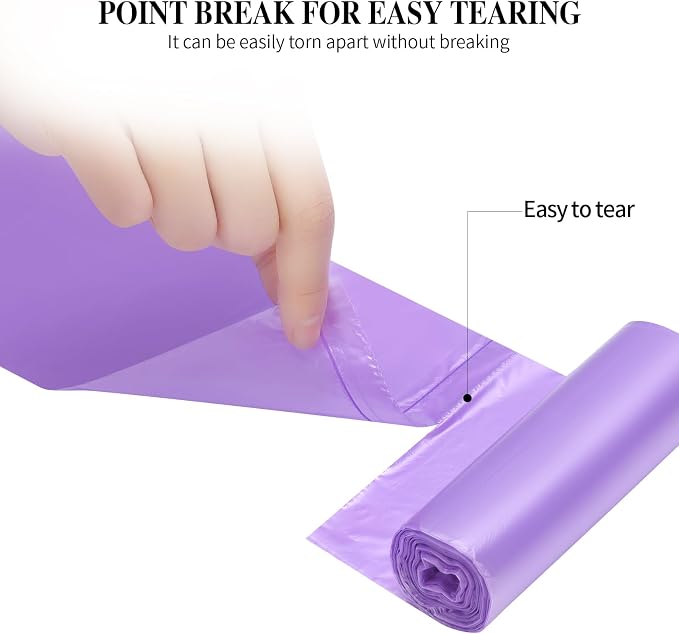 3 Rolls Small Trash Bags - 60 Counts 4 Gallon Small Garbage Bags (Purple) | Durable for home office kitchen Bathroom Bedroom Trash Can liners