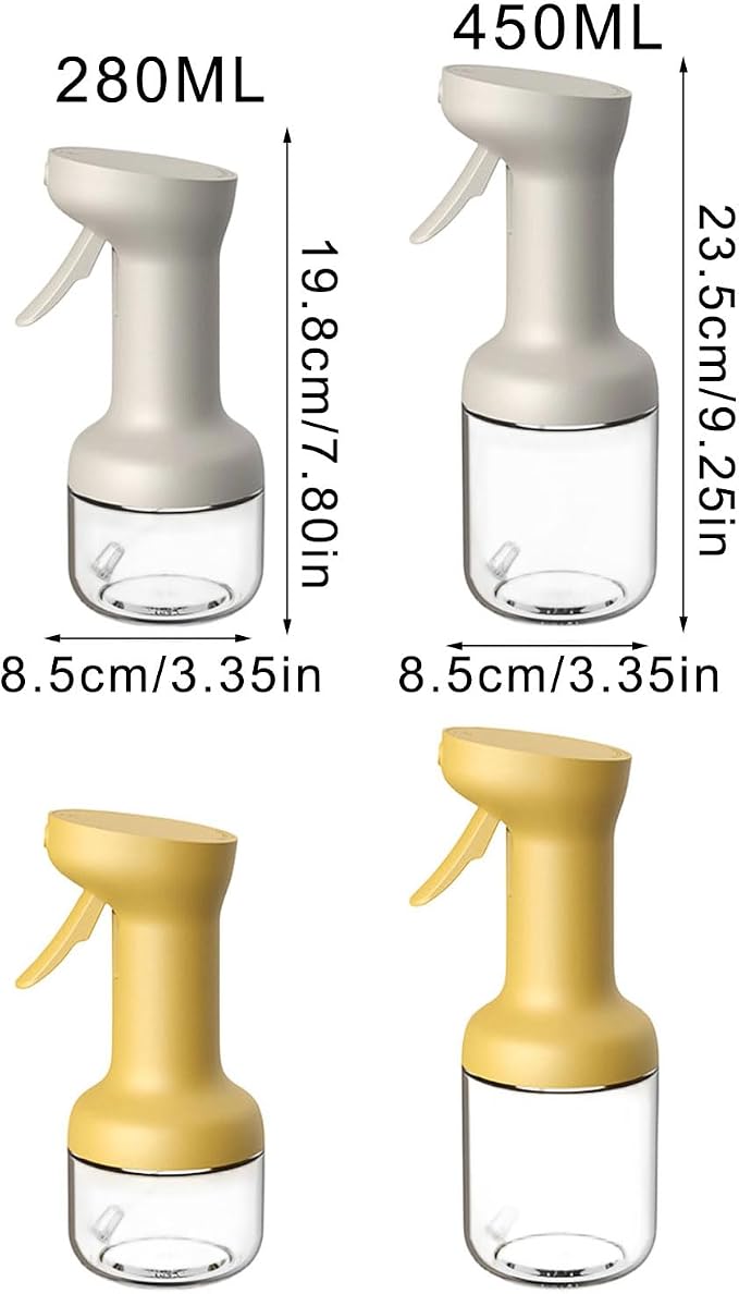 Glass Oil Sprayer Bottle with Drip-Free Nozzle, 280ml white | Pressurized Silicone Pumps for Accurate Liquid Seasoning Distribution and Multipurpose Kitchen Applications