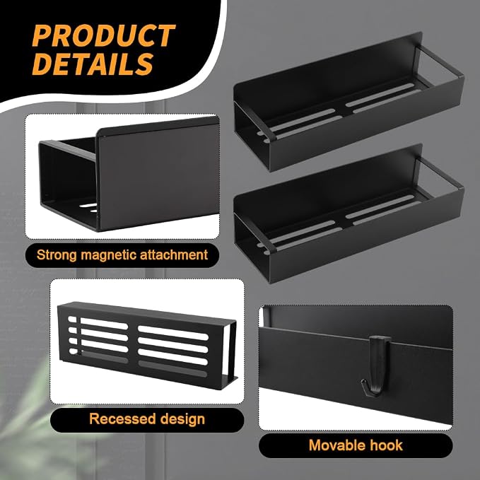 2 Pcs Magnetic Spray Can Holder with Hooks, Magnet Toolbox Holder, Wall Mounted Spray Bottle Rack, Paint Can Organizer, Tool Box Storage Rack for Garage, Mechanic, Workshop and Home