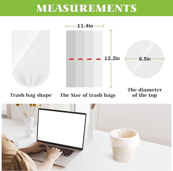 Teivio Mini Clear Trash Bags 0.5 Gallon 276 Count 11"x12" Bathroom | Fit 1-2 Liters,0.8 Gal,Leakproof,Tiny Plastic Garbage Bags,Desktop Can Liners for Kitchen Bathroom Office Car dog poop