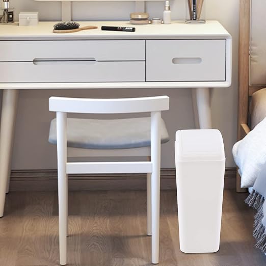 Esdiplot 3.5 Gallon Plastic Trash Can with Swing Top Lid | Slim Swing Lid Garbage Bin Wastebasket for Bathroom