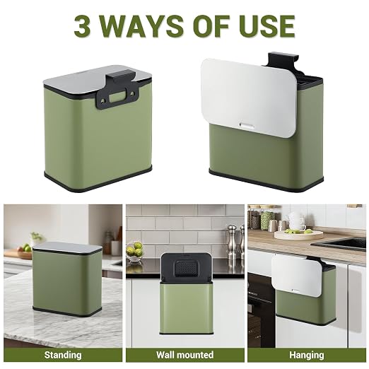 1.3 Gallon/5L Stainless Steel Step Trash Can, Soft Close Garbage Bin with Detachable Inner Bucket,Fingerprint Resistant,Dual-Use Waste & Recycling Container for Home Kitchen, Bathroom and Office
