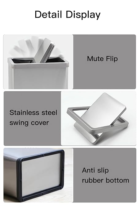 Stainless Steel Bathroom Trash Can with Swing Lid,4gallon Small Metal Garbage can Trash Bin Wastebasket for Office Bedroom Powder Room (Stainless Steel)
