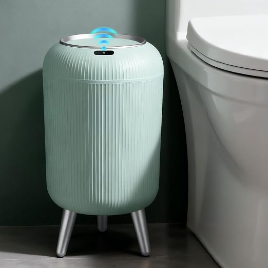 Touchless Sensor Bedroom Trash Can with Lid,Small Wastebasket(Blue) | Automatic Diaper Garbage Can,Convenient and Hygienic Easy to Use,Mini Motion Sensor Trashcan for Office/Bathroom/Outdoor/Dorm