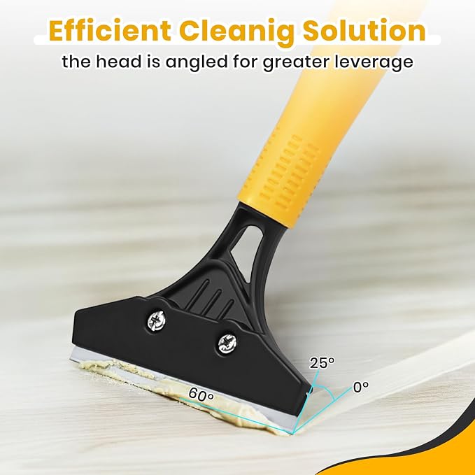 Heavy Duty Floor Scraper with 44.5” long handle, 4” Scraper Tool with 10 Replacement Metal Razor Blades, Paint Scraper for Cleaning Gum Glass Wall Tile Glue Linoleum Stove Top