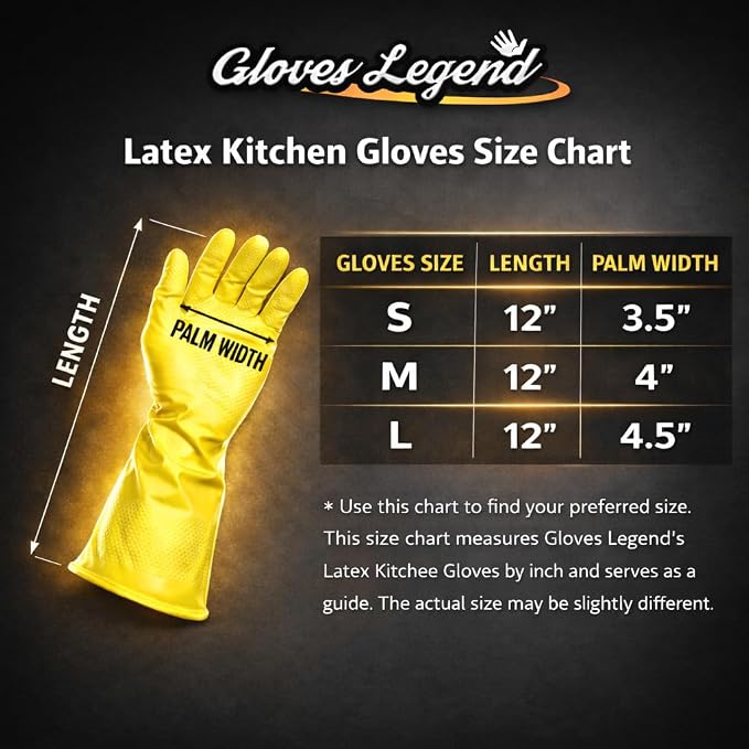 Size Large Yellow Household Kitchen Cleaning Dishwashing Reuseable Gloves