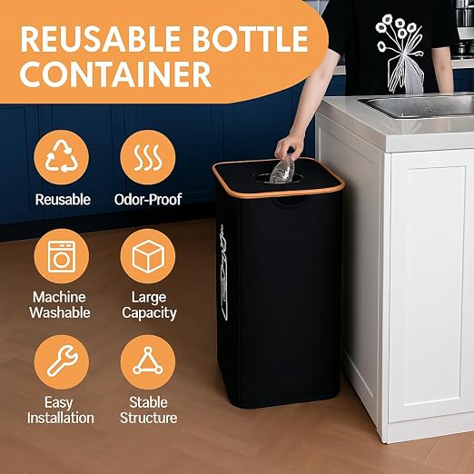 100L Large-Capacity Recycling Bin with Removable Bag | Ideal for Sorting and Storing Bottles and Glass Waste. Sturdy, Durable, and Perfect for Efficient Recycling Management.