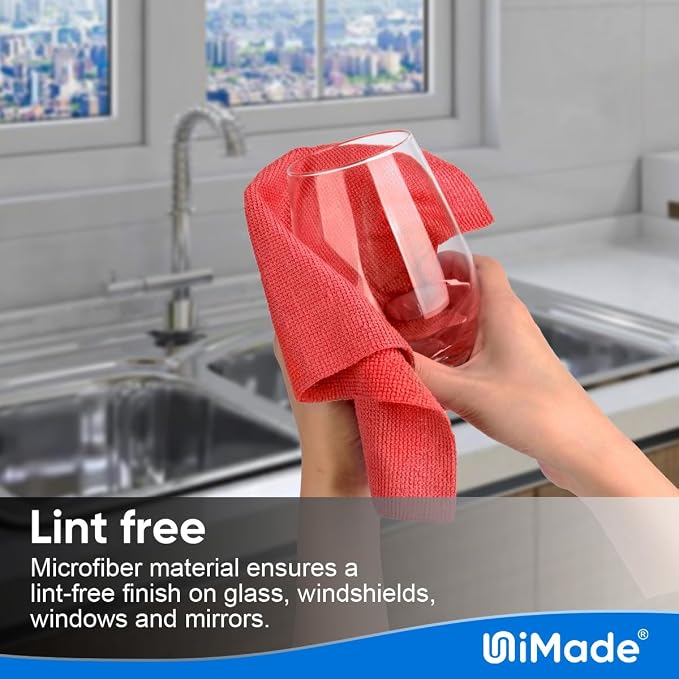 Shop Towels Rags, 50 Pack Reusable Microfiber Cleaning Cloth | Shop Rags Bulk Lint Free Cleaning Towels for Car Kitchen Automotive Bar Mechanic Restaurant Garage, 11.5"x 11.5", Red