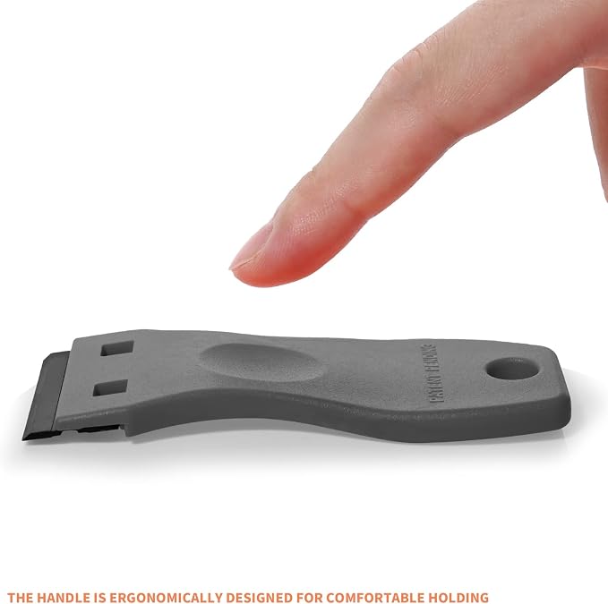 EHDIS 1.5" Plastic Razor Scraper with 10pcs Double Edged Plastic Blades for Removing Labels Stickers Decals on Glass Windows (Grey)