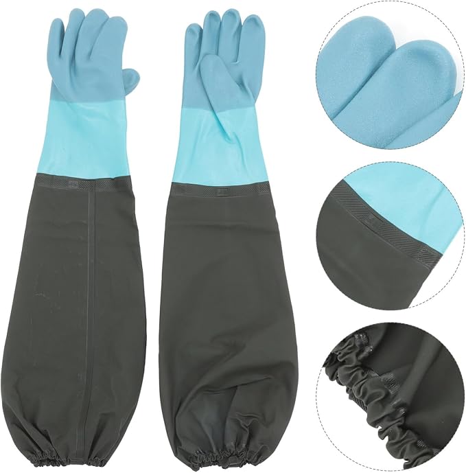 iplusmile 1 Pair Long Shoulder Length Cleaning Gloves Heavy Duty Waterproof Gardening Gloves