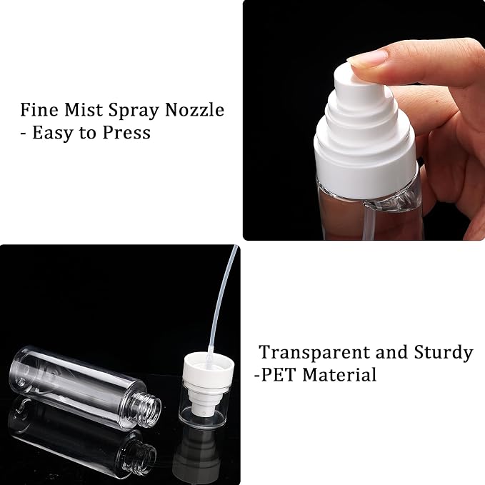 Cosywell 3.5oz/105ml 5 Pack Clear Fine Mist Spray Bottles | Leak Proof, Mister Spray Bottle, Refillable Plastic Hair Spray Bottle, for Perfume Skincare Toners Water, and a Toiletry Bag