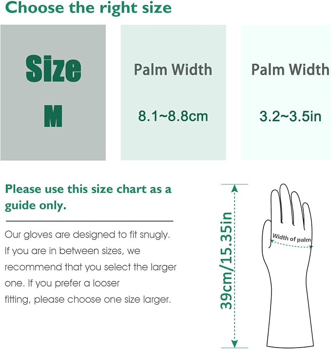 Rubber Latex Waterproof Dishwashing Gloves,Long Cuff and Flock Lining Household Cleaning Gloves 2 Pair