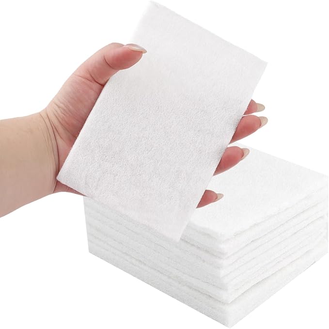12PCS White Non Woven Pads & Non Scratch Scrubbing Pads 4x6 Inch | Light Duty Scouring Pad & Abrasive Surface Scrubber Multi Scouring Sponge for Polishing Cleaning Pads Non Abrasive