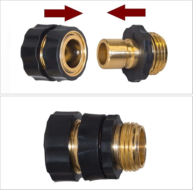 Hourleey Garden Hose Quick Connect, 3/4 Inch Male and Female Garden Hose Fitting Quick Connector (8 Sets)