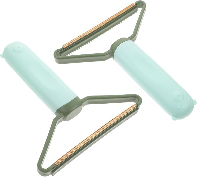 VILLCASE 2pcs Portable Clothes Lint Remover Tool with Comfortable Handle Design, Plastic and Metal Construction, Convenient for Removing Hair and Pills from Clothes and Furniture, Mint