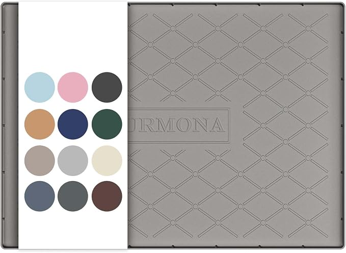 URMONA Under Sink Mat 28 x 22 in, Waterproof Silicone Cabinet Protector | Waterproof, Oil-Resistant, Raised Edge, Cabinet Liner, Shelf Protector, Pet Food Mat, Storage Mat, Easy to Clean, Beige