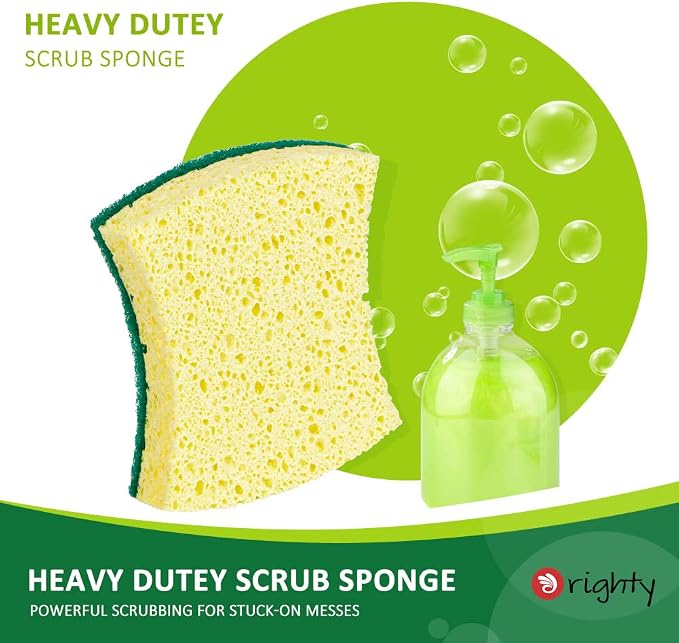 ORIGHTY Heavy Duty Scrub Sponges Kitchen Sponge, 24 Pack Cleaning Sponges | Powerful Scrubbing & Cleaning, Sponge for Washing Dishes, Kitchen Bathroom Cleaning, Absorbent & Rich Foam