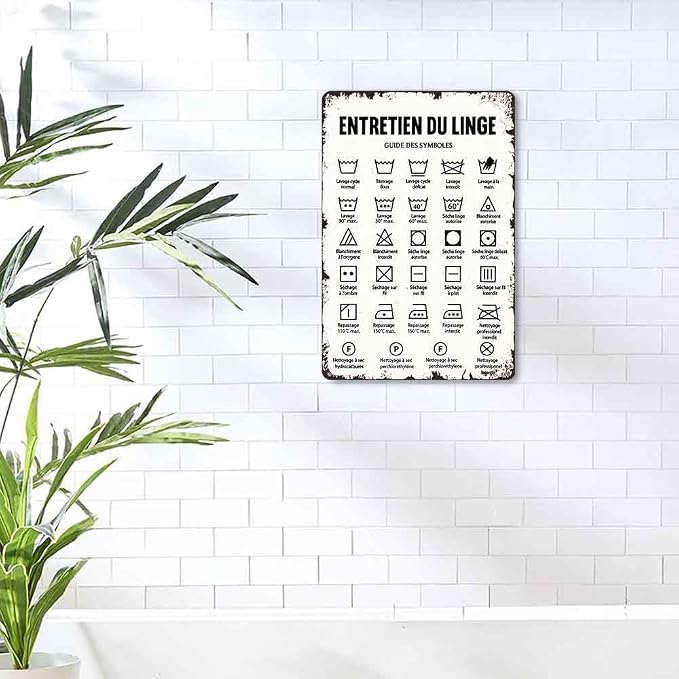 8x12 Inch Vintage Retro Aluminum Laundry Care Symbols Guide Art Wall Decor For Laundry Room Bathroom Farmhouse Man Cave Garage