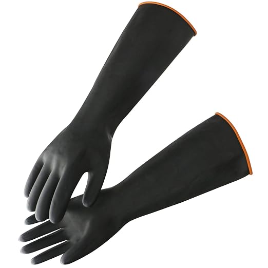 Chemical Resistant Gloves, 22" Waterproof Long Rubber Chemical Lab Gloves for Cleaning Car, Kitchen Dishwashing, Gardening, Acid Alkali Oil Protection, Industry, 3 Pairs, XXL