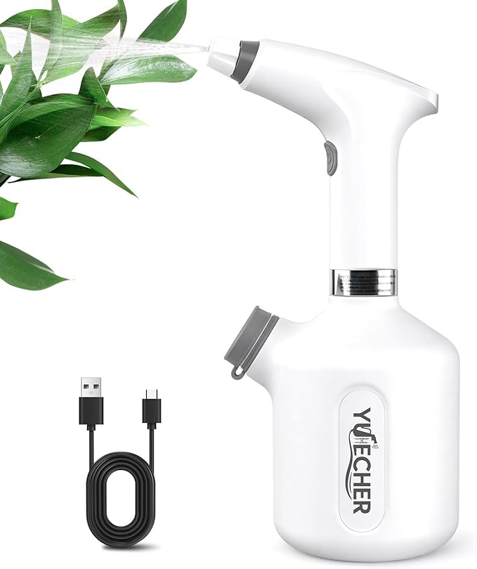 Electric Spray Bottle, 0.26 Gallon Battery Powered Plant Mister, 1500mAh USB Rechargeable Automatic Garden Sprayer, Handheld Continuous Water Spray Bottle for Indoor Houseplants, Succulents, Cleaning