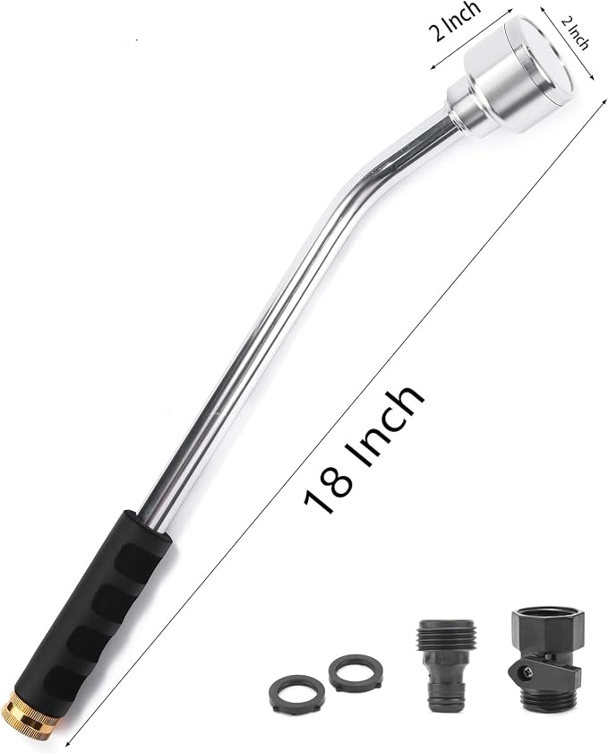 18-inch Soft Rain Watering Wand with Shut Off Valve, Lightweight and Durable Metal Gentle Watering Wand Perfect for Hanging Baskets, Planters, Garden, Shrubs and Seedbed | Lightweight and Durable Metal Gentle Watering Wand Perfect for Hanging Baskets, ...