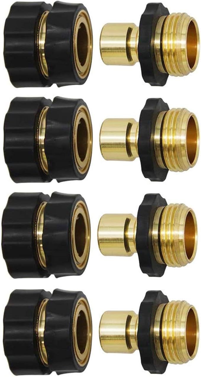 Twinkle Star 3/4 Inch Garden Hose Fitting Quick Connector Set, 4 Sets | Male and Female 4 Sets, Garden Hose Adapter, Quick Connect Hose Fittings, Water Hose Quick Connect Fittings