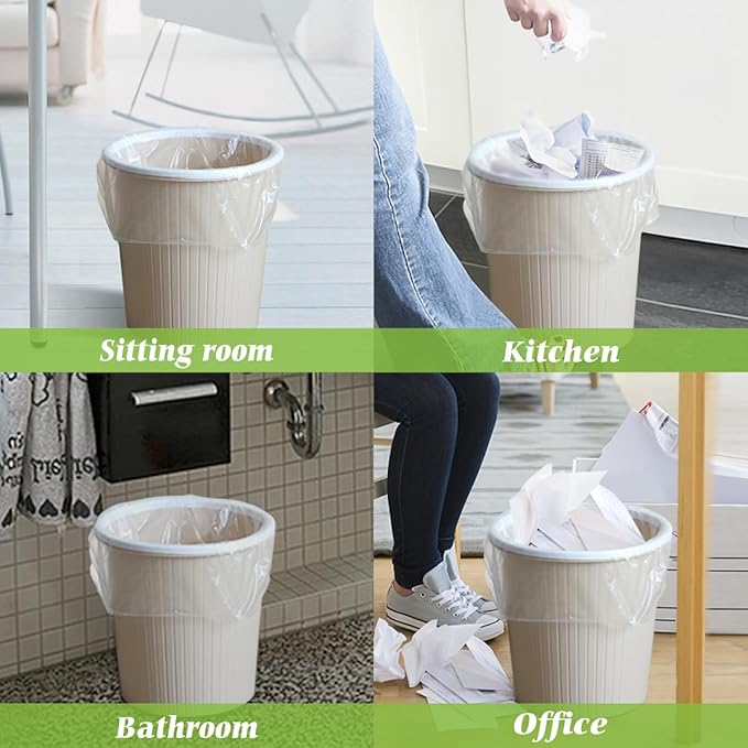 3 Gallon 300 Counts Small Trash Bags 3 Gallon 3.1 Gallon 3.2 Gallon fit 10 liter Garbage Bags by Teivio, Waste Basket Bags,Bathroom Trash Can Bin Liners, Plastic Bags for home office kitchen, Clear | Fit 10-12 Liters,2.5,2.6,2.8Gal,Mini Plastic Waste B...