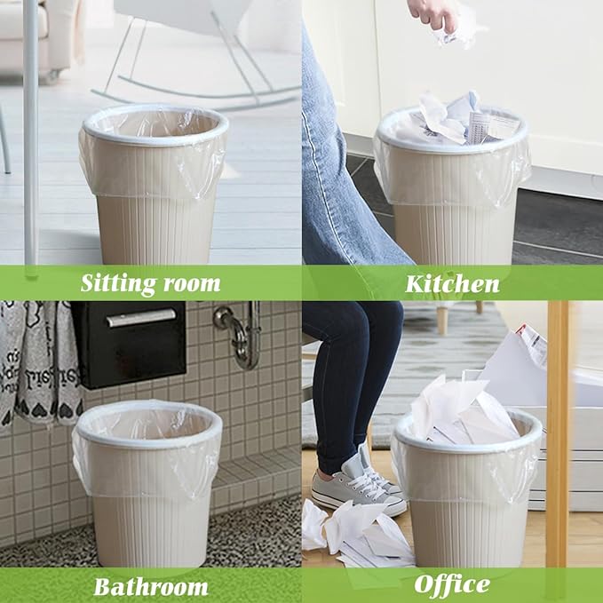Teivio 2 Gallon 1000 Counts Small Trash Bags Garbage Bags, Bathroom Trash Can Bin Liners, Plastic Bags for kitchen home office, Clear