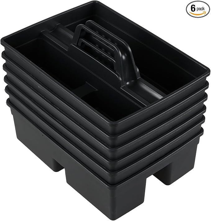 Asking 6 Pack Cleaning Caddy Organizer with Handle, Plastic Carry Caddy | Multi Compartment Design, Convenient Carry Handle, Thickened Plastic, Perfect for Family & Commercial Cleaning Storage