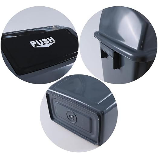 13 Gallon Swing Top Trash Can, 4-Pack Recycling Waste Bin | Large Recycle Bin with Swing Lid, Space-Saving Slim Design for Home, Dorm, Office, Durable Plastic, Gray
