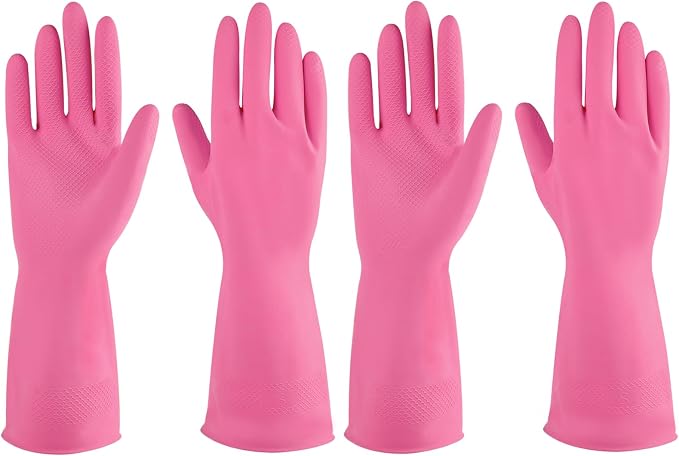 Rubber gloves dishwashing 2 or 4 Pairs for Kitchen,Cleaning gloves for household Reuseable.