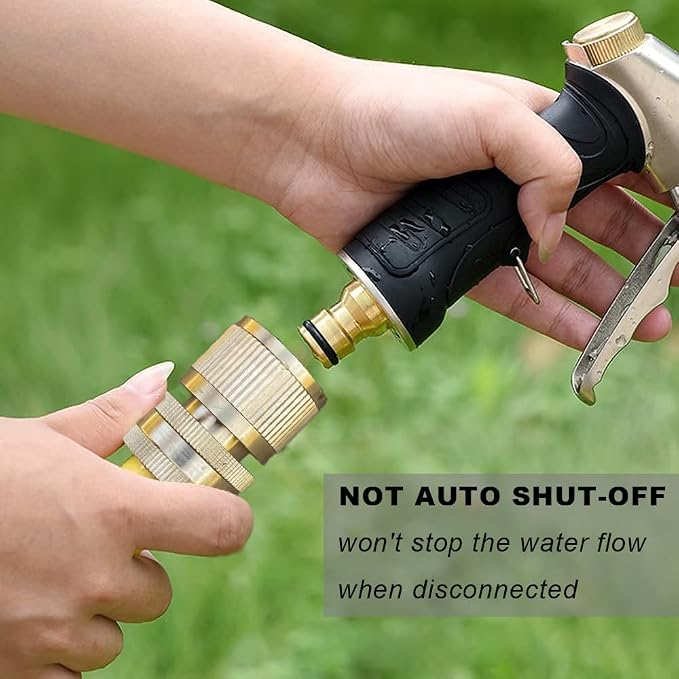 Brass Hose Quick Connect, 3/4 Inch GHT Garden Hose Quick Connector | No-Leak Water Hose Quick Connect Fittings Male and Female - 4Packs