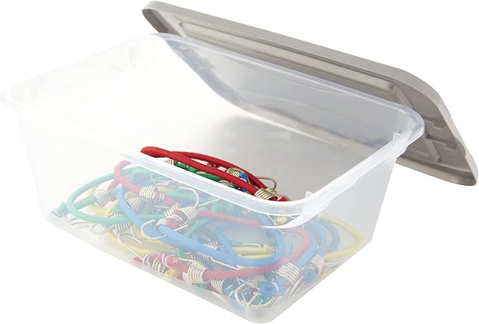 Small Spaces Clear Storage Bins with Lids, 6 Pack, Stackable Small Plastic Containers for Organization and Storage, Great for Home or Office, 2 Quart Clear Bins with Assorted Lids