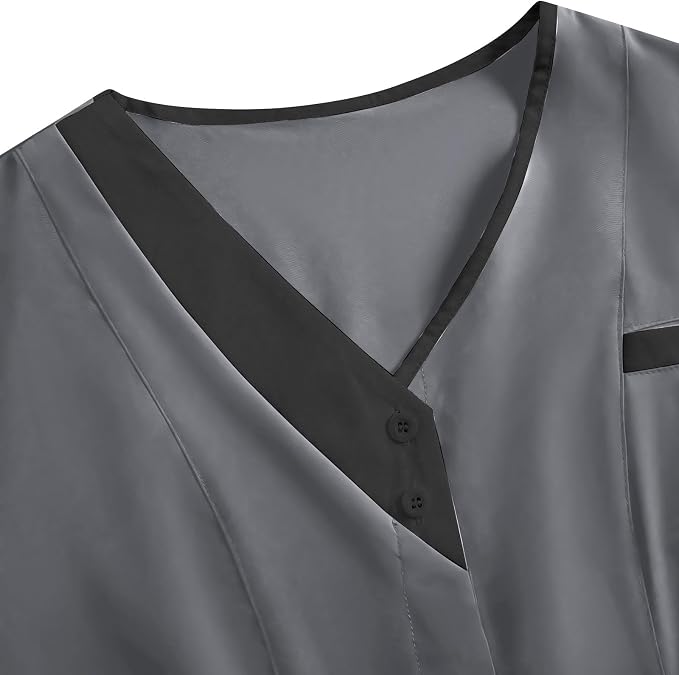 Medical Scrub Tops for Women Womens Short Sleeve Nursing Housekeeping Uniform Stretchy Workwear Cleaning Shirts