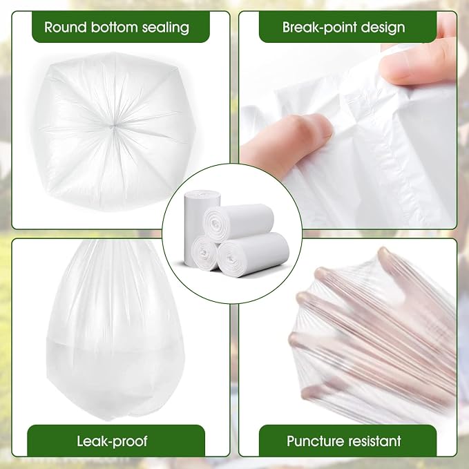 Charmount 4 Gallon Small Trash Bags - 180 Counts Garbage Bags | Unscented Thick White Trash Bag for Bathroom, Kitchen, Office and Bedroom Trash Can