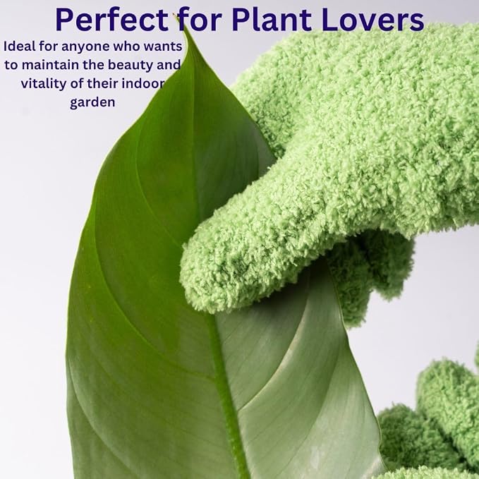 SuperMoss (01710) Microfiber Dusting Gloves for Plants – Gentle Leaf Shine & Cleaner for Houseplants, Reusable Indoor Plant Care Accessories, Durable and Washable Dusting Mitts, Universal Fit, Green